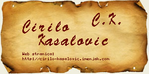Ćirilo Kasalović vizit kartica